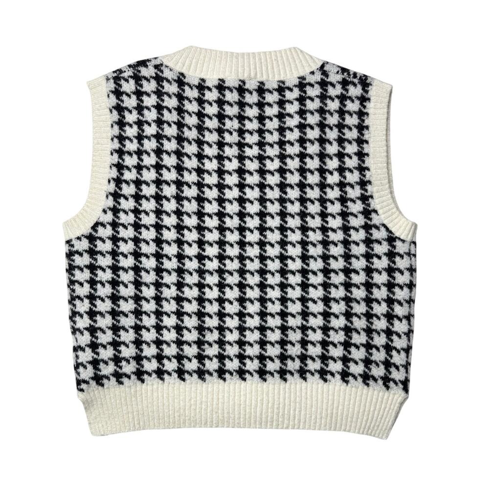 Pink Lily Black White Houndstooth Sweater Vest Preppy Academia Small - Picture 6 of 10